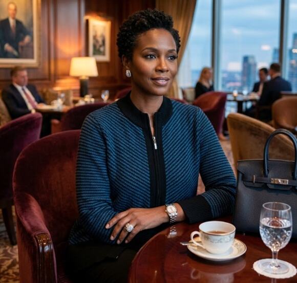 Misook Sweaters - Misook Blue & Black Full Zip Knit Sweater | Size Medium | EUC